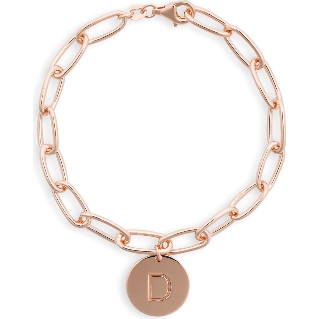 Meshmerise Initial Disc Charm Bracelet In Rose-d