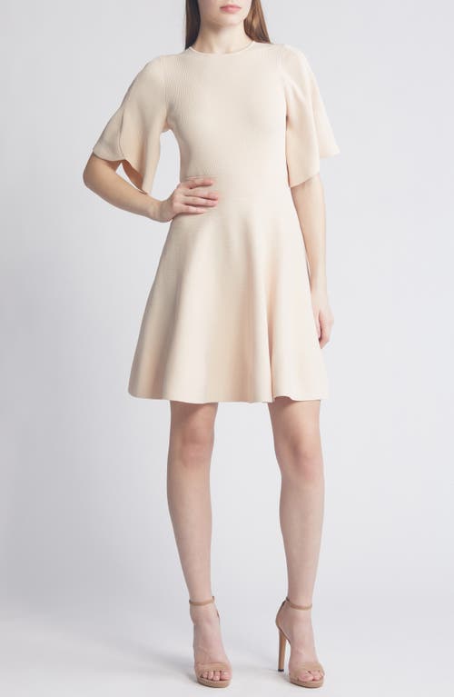Olivia Rib Fit & Flare Dress in Light Pink