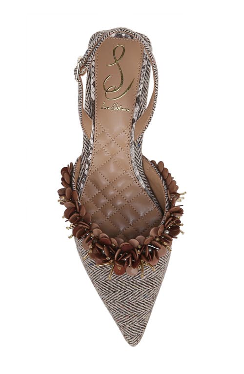 Shop Sam Edelman Trent Slingback Pointed Toe Kitten Heel Pump In Brown Multi