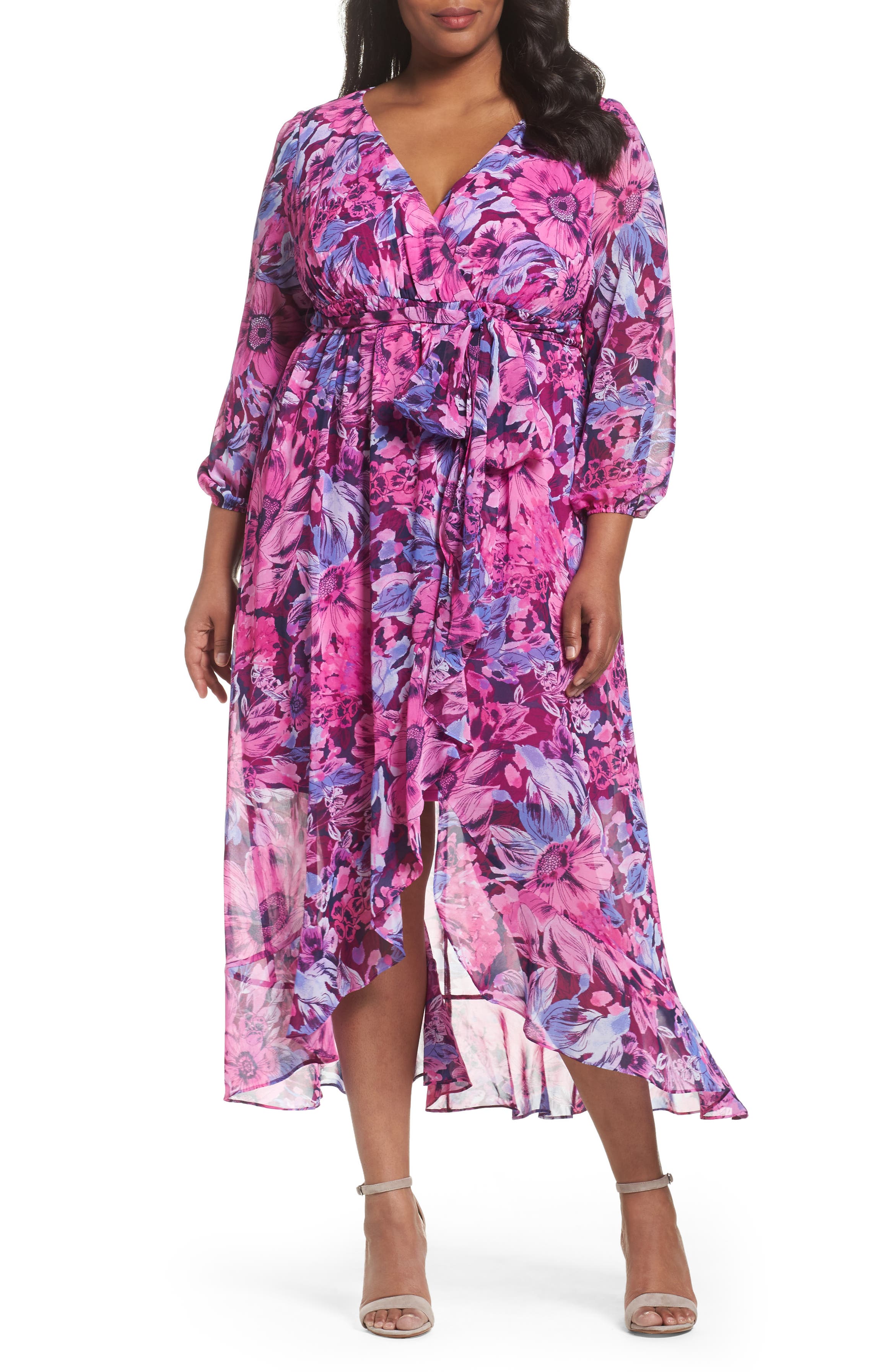 Sangria Floral Print Maxi Dress (Plus Size) | Nordstrom