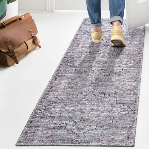 Jonathan Y Didim Boho Gray Medallion Machine-washable Area Rug In Gray/purple