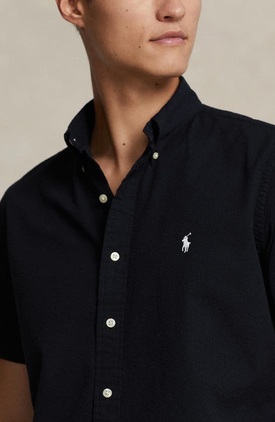 Shop Polo Ralph Lauren Short Sleeve Button-down Shirt In Polo Black