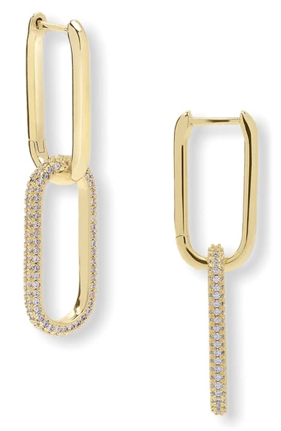 Shop Melinda Maria Carrie Pavé Chain Convertible Drop Hoop Earrings In Gold