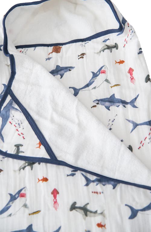Little Unicorn Cotton Muslin & Terry Hooded Towel In Shark