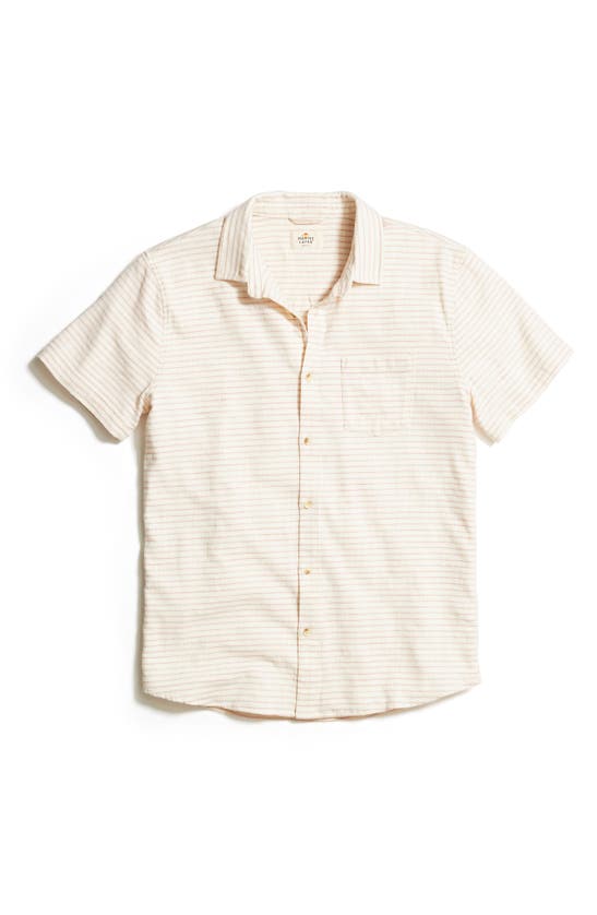 Shop Marine Layer Stripe Short Sleeve Stretch Cotton Button-up Shirt In Warm Stripe