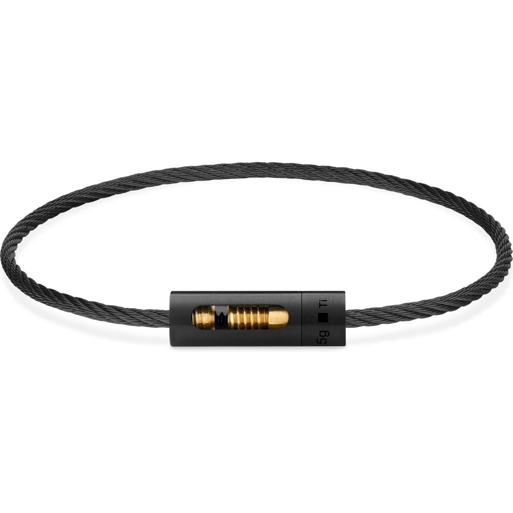 Le Gramme 5g Punched Cable Bracelet In Black Titanium/yellow Gold
