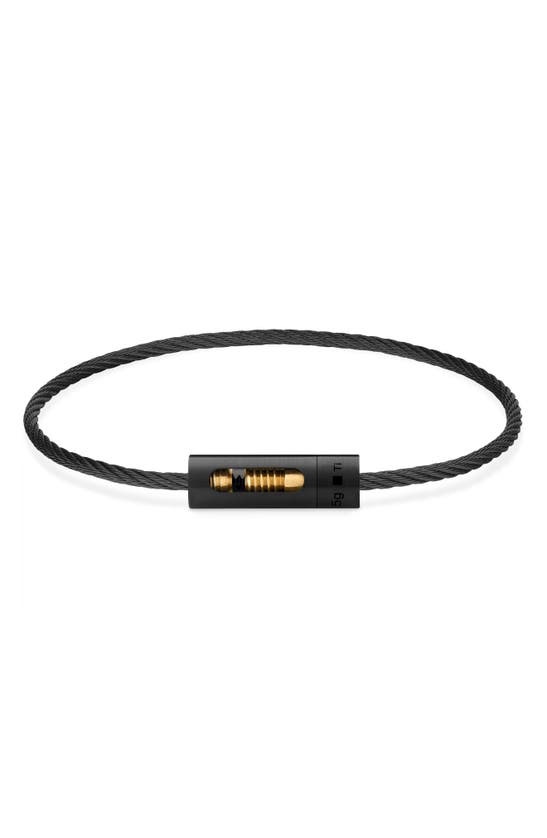 Le Gramme 5g Punched Cable Bracelet In Black Titanium/ Yellow Gold