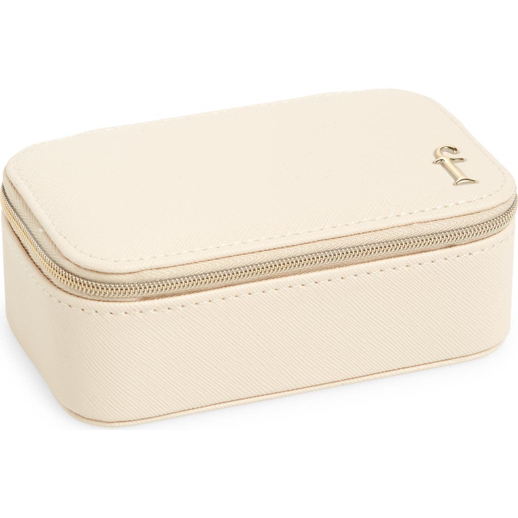 Shop Nordstrom Initial Rectangular Jewelry Box In F- Cream- Gold