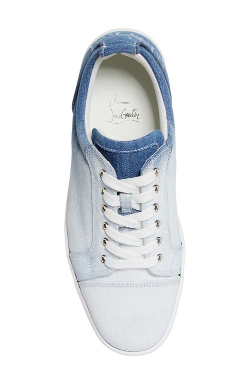 Shop Christian Louboutin Fun Louis Denim Low Top Sneaker In 6607 Blue-white