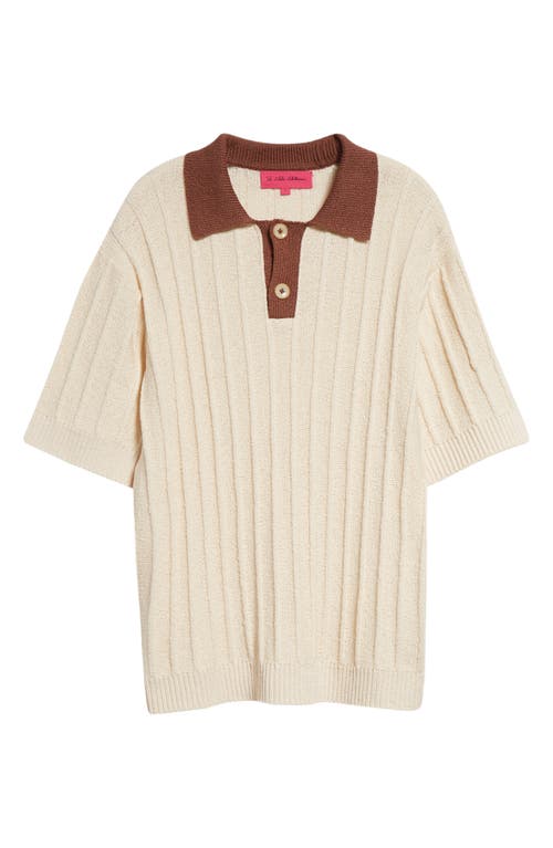 Beach Guy Rib Cotton Polo Sweater in Natural/Cinnamon