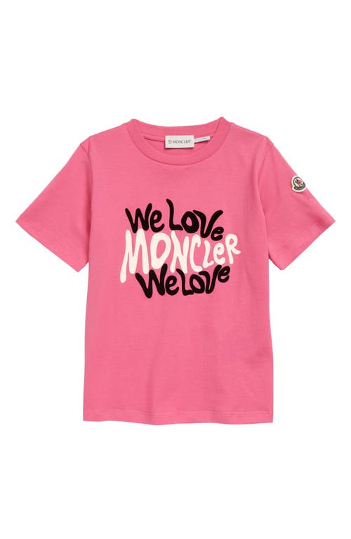 Moncler Kids' Cotton Graphic Tee in Pink