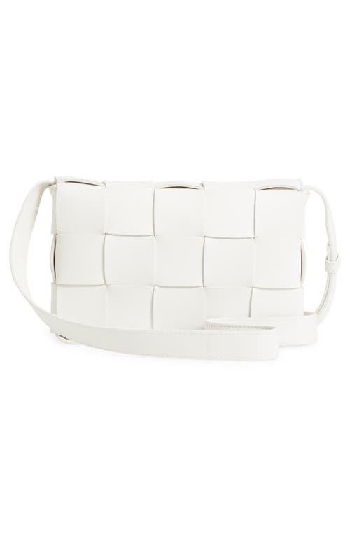 Shop Bottega Veneta Intrecciato Leather Crossbody Bag In White/silver