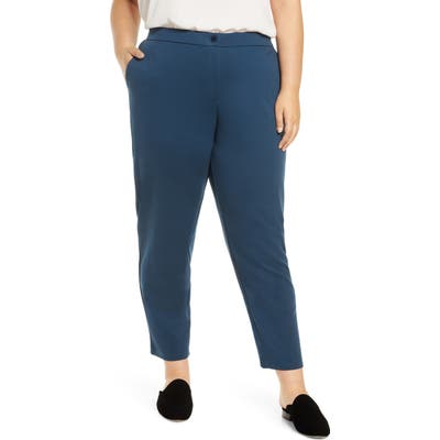 Plus Size Eileen Fisher Slouchy Tencel Lyocell Blend Ankle Pants, Blue