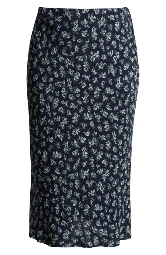 Treasure & Bond Floral Bias Cut Midi Skirt In Navy- Beige Lillith Floral