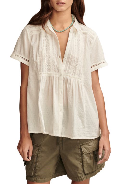 Lucky Brand Short Sleeve Button-Up Shirt in Cloud Dancer at Nordstrom, Size X-Large