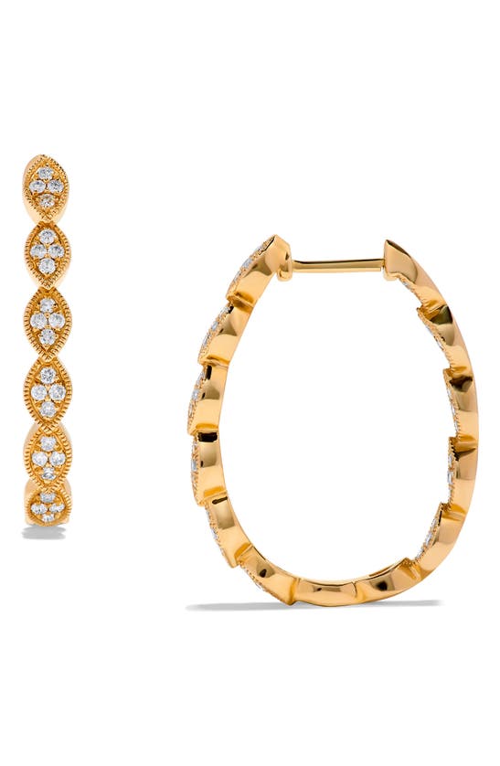 H.j. Namdar Diamond Inside Out Scale Hoop Earrings In Gold