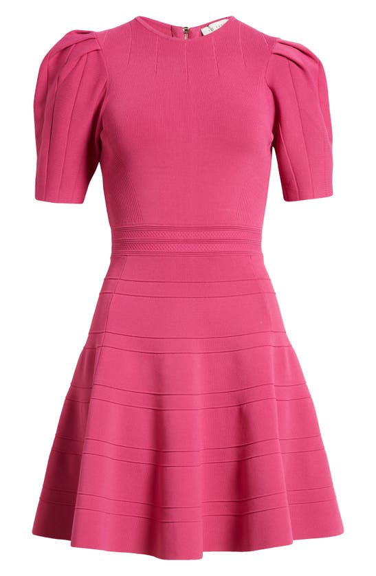 Shop Ted Baker Velvey Puff Sleeve Dress In Bright Pink