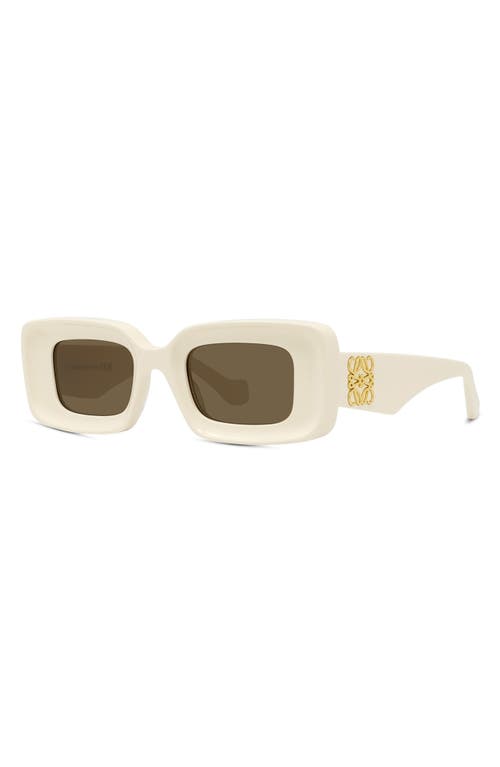 Shop Loewe Chunky Anagram 46mm Rectangular Sunglasses In Ivory/brown