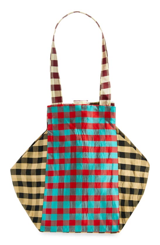 Shop Coming Of Age Everyday Gingham Silk Taffeta Tote In Gingham Combo
