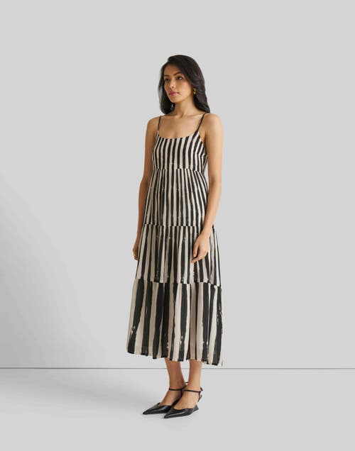 Shop Reistor Strappy Tiered Maxi Dress In Black Striped Down