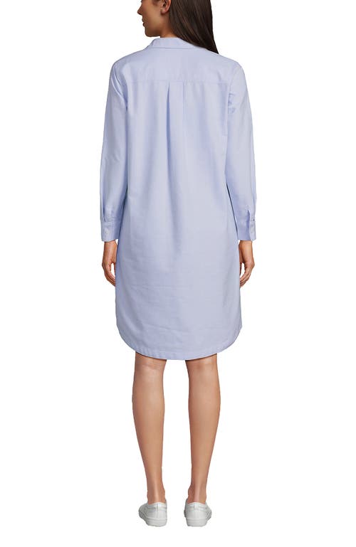 Shop Lands' End Linen Long Sleeve Button Front Shirt Dress In Blue