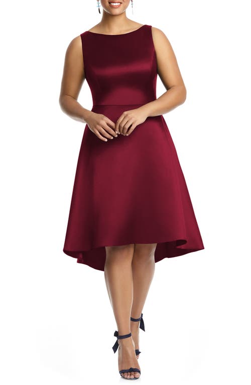 Alfred Sung High/Low Cocktail Dress in Burgundy
