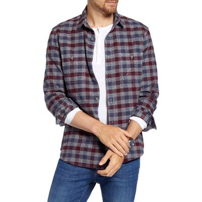 1901 Trim Fit Plaid Flannel Button-Up Shirt, Grey