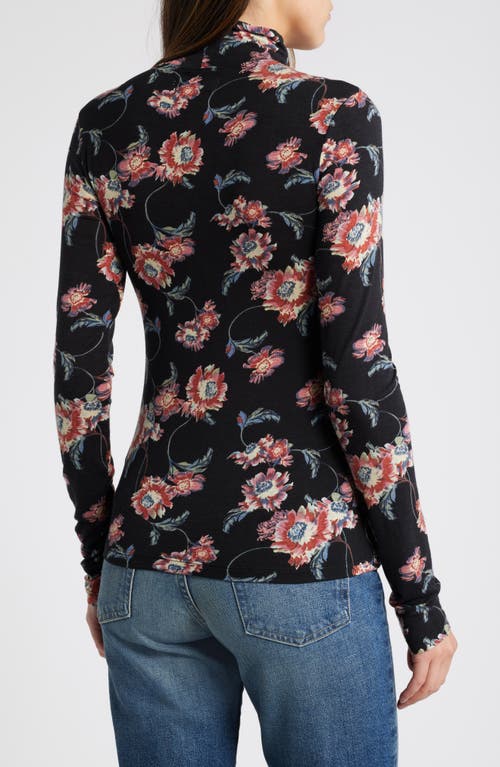 Shop Treasure & Bond Sheer Layering Turtleneck In Black Wander Floral