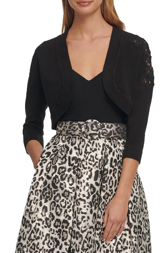 Eliza J Lace Detail Bolero Cardigan In Black