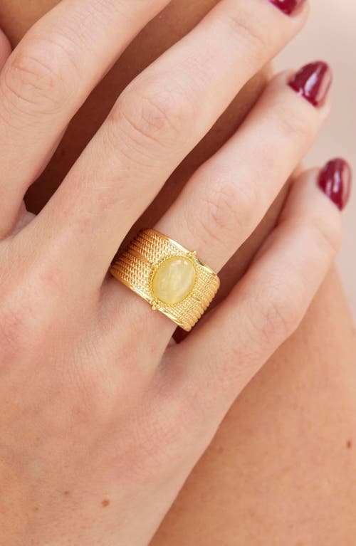 Shop Savvy Cie Jewels Cat's Eye Ring In Yellow