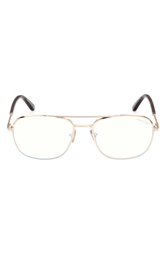 Tom Ford 54mm Round Blue Light Blocking Glasses In Shiny Rose Gold |  ModeSens