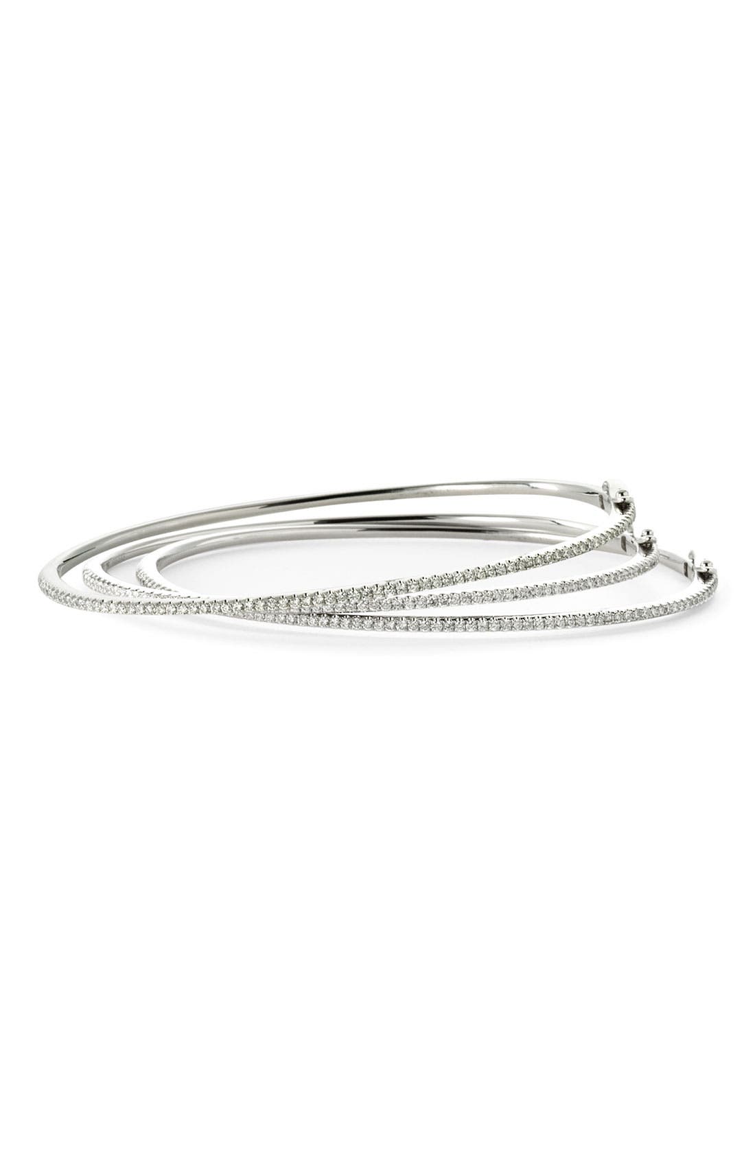 Bony Levy Skinny Stackable Diamond Bangle In White Gold At Nordstrom, Size 7 Us