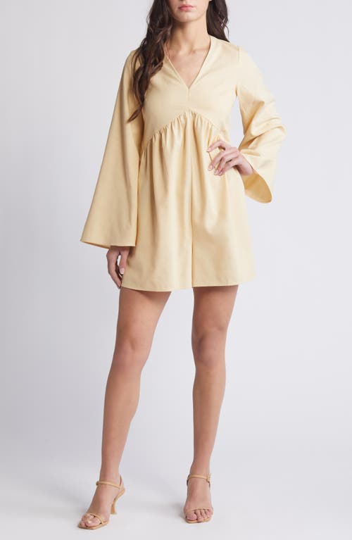 SOMETHING NEW Emily Long Sleeve Wide Leg Romper Marzipan at Nordstrom,