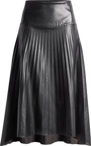 Sylvy Pleated Faux Leather Skirt