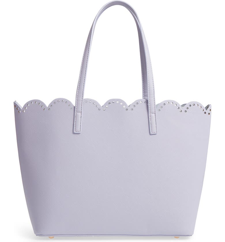 BP. Scalloped Faux Leather Tote, Main, color, LILAC