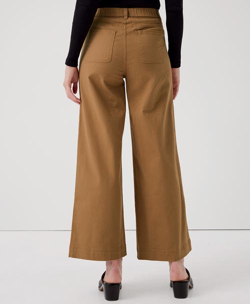 Shop Pact Organic Stretch Twill Denim Wide Leg Pant In Camel