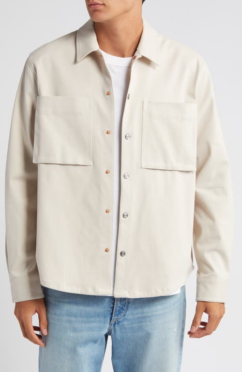 Oversize Stretch Twill Snap-Up Overshirt in Ecru