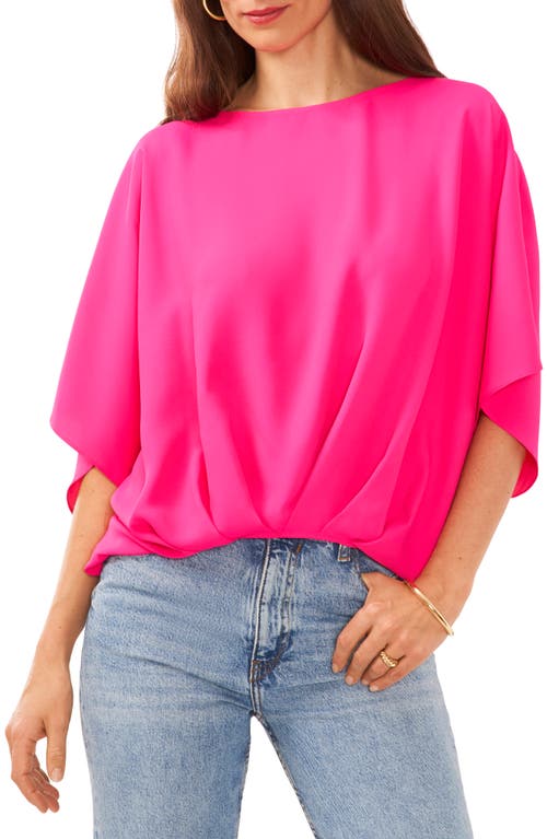 Vince Camuto Crépe de Chine Bubble Top in Hot Pink at Nordstrom, Size Small