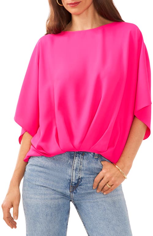 Crépe de Chine Bubble Top in Hot Pink