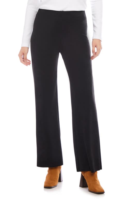 Shop Karen Kane Faux Suede Wide Leg Pants In Black