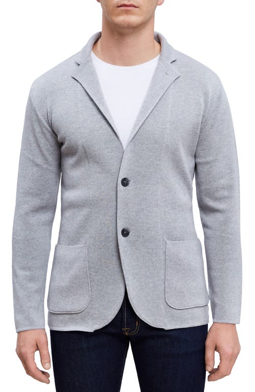 Notched Lapel Light Grey Premium Merino Wool Cardigan
