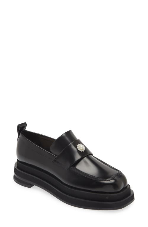 Shop Simone Rocha Heart Toe Platform Loafer In Black/pearl