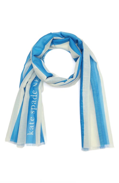 Kate Spade New York Awning Stripe Scarf In Shaker Blue