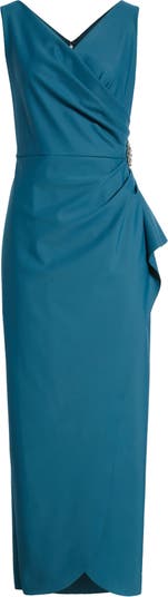 Alex Evenings Embellished Side Drape Column Formal Gown | Nordstrom