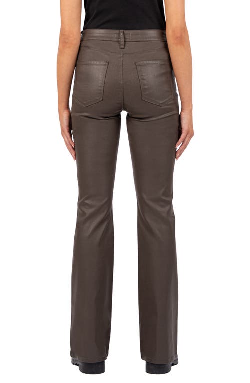 Shop Kut From The Kloth Ana Fab Ab Coated High Waist Flare Jeans In Seal Brown