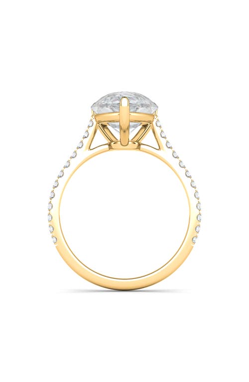 Hautecarat Pear Cut Pavé Lab Grown Diamond Ring In 2.00 Ctw 18k Yellow Gold
