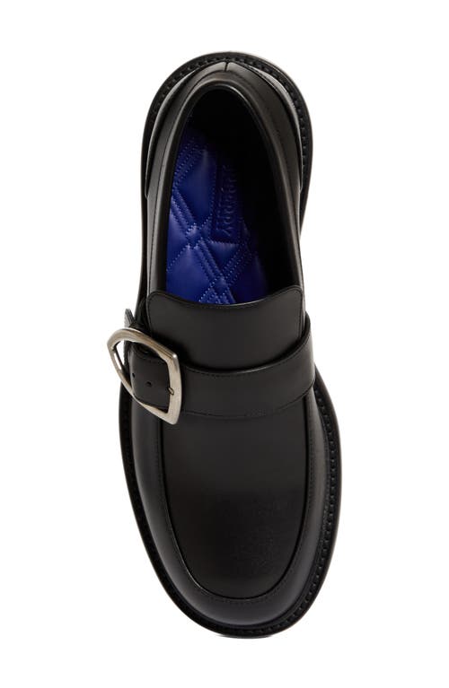 Shop Burberry Cobble Shield Buckle Loafer In Black