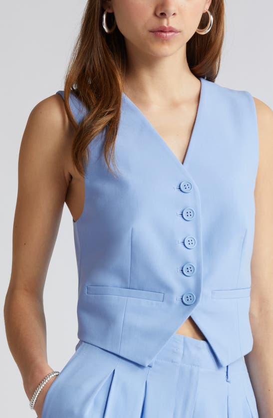 Open Edit Waistcoat Vest In Blue Hydrangea