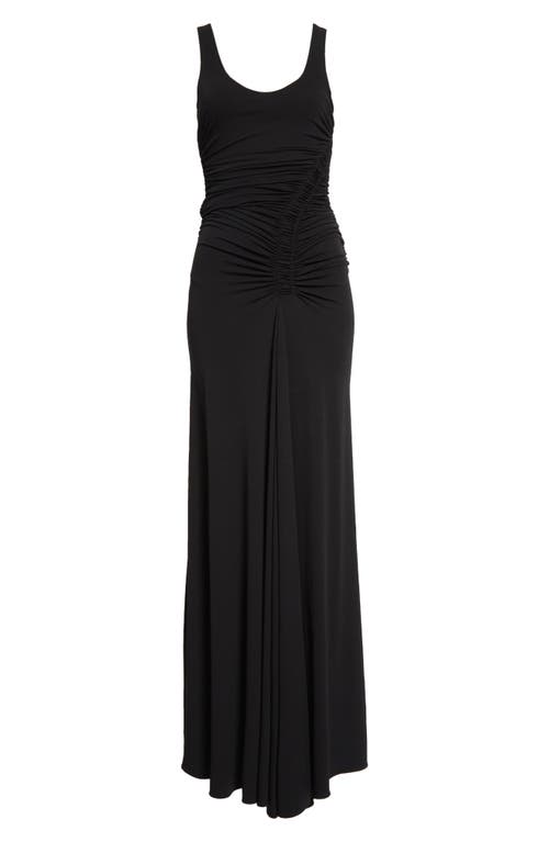 Shop Michael Kors Collection Ruched Jersey Sleeveless Gown In Black