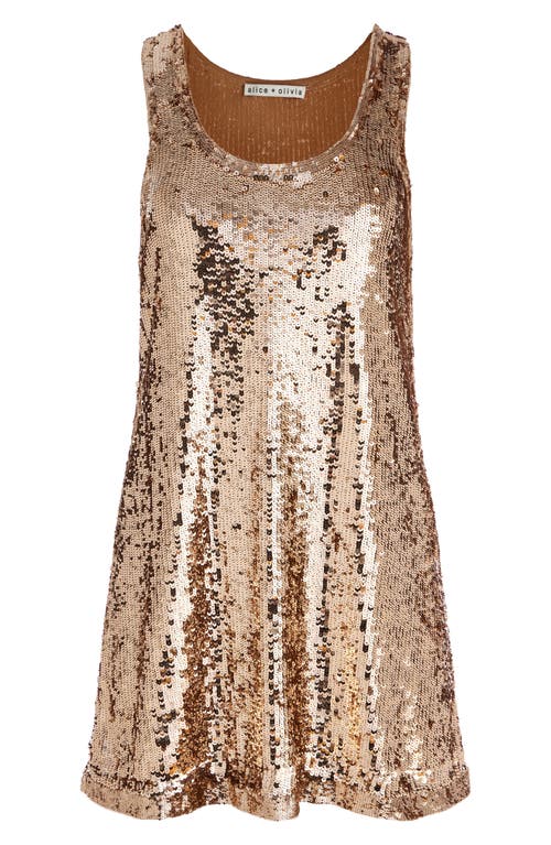 Shop Alice And Olivia Alice + Olivia Avril Sequin Tank Minidress In Tan/bronze